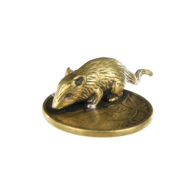 Wallet mouse amulet with coin for good luck in money matters